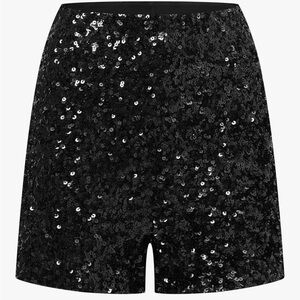 Black Sequin Women's Shorts